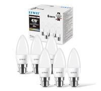 LVWIT Lampadine LED C37 B22 Candela - 5W Equivalenti a 40W, Luce Bianca Calda 2700K, 470Lm, Non Dimmerabile, Pacco da 6 Pezzi