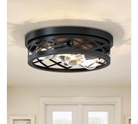 LVWIT Plafoniere da Soffitto E27, Faretti Soffitto Camera da Letto Rustica Nero, Faretti Orientabili Interno con 4 Luci, Lampada da Soffitto per Soggiorno, Fattoria, Cucina, 35CM (Senza Lampadina)