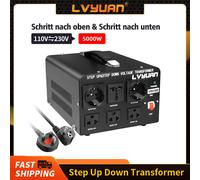 Lvyuan Convertitore di tensione trasformatore step up down 1000/2000/3000/5000 VA con 4 prese CA e jack USB per elettrodomestici