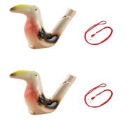 LVYUDS 2 Pezzi Fischietto per Uccelli Colorato Ceramica Fischietto Uccelli Con Corda Imitare Richiamo Degli Uccelli Compleanno I Regali per Bambini Scuola Premi, Pasqua I Regali(Color:Woodpecker)