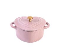 LVYUDS A Forma di Cuore Pentole in Ghisa, Smaltato Pentola per Pane Doppi Manici Induzione Fornello Compatibile Adatto Minestra Stufato Ideale Regalo per Chef (Color : Pink, Size : HEART SHAPE_350ML