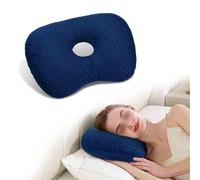 LVYUDS Cuscino Per Piercing All'orecchio Dorme Di Lato Curvo Contorno Adattabile Cuscino Con Foro Per Dolore Alle Orecchie Per Ufficio Fianchi Vita Collo Cotone Traspirante(Blu)