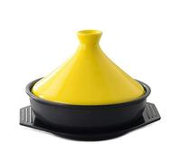 LVYUDS Tajine Terracotta Marocchina per Cucinando, Ceramica Pentola Tajine Conico Coperchio con Vassoio Compatibile con Gas Stufa Brasato Pollo Minestra Dare Lontano Ricette(Color:Giallo)