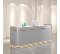 LVYWEX Banco Reception con Luci LED, Cassetti con Serratura e Ripiano per Tastiera, Bancone Reception Moderno con Armadietti per Ufficio, Hotel, Salone