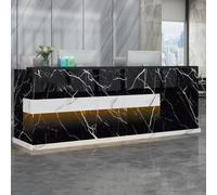 LVYWEX Bancone Reception Banco Accoglienza per Centro Estetico Hotel | Ripiano tastiera LED cassetto con serratura Armadietto ideale per uffici, saloni, cliniche, boutique e studi(Black A,160CM)