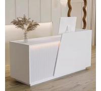 LVYWEX Bancone Reception, con Cassetti E Ripiani A Giorno, Ideale Per Saloni Di Bellezza, Boutique E Caffetterie(White left,120cm)