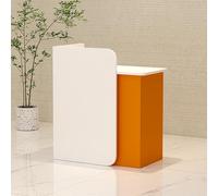 LVYWEX Bancone Reception con Cassetto e Ripiani Giorno, Banco Reception Banco di Reception e Vendita per Parrucchiere, Centro Estetico, Negozio, Hotel(White+orange,39in)