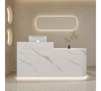 LVYWEX Bancone Reception Moderno con Illuminazione LED, Bancone Cassa Cassetto con Serratura, Banco Accoglienza Senza Montaggio per Ufficio, Hotel e Salone(Black and white/right,47.2")