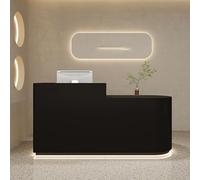 LVYWEX Bancone Reception Moderno con Illuminazione LED, Bancone Cassa Cassetto con Serratura, Banco Accoglienza Senza Montaggio per Ufficio, Hotel e Salone(Black/right,70.8")