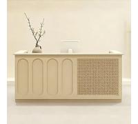 LVYWEX Bancone Reception Moderno, Scrivania Reception con Cassetto con Serratura, Cassa Senza Montaggio per Ufficio e Negozio(Cream white,47.24 in)