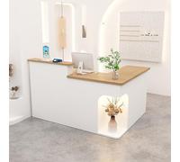 LVYWEX Bancone Reception, Tavolo Da Bancone con Cassetti Portaoggetti E Ripiani Aperti, per Saloni, Boutique E Bar(White right,240cm)