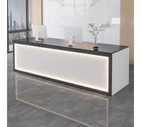 LVYWEX Moderno Bancone Reception con Luci LED Tavolo Da Bancone Con Cassetti Portaoggetti E Ripiani Aperti(Noir,140cm)