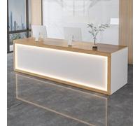 LVYWEX Moderno Bancone Reception con Luci LED Tavolo Da Bancone Con Cassetti Portaoggetti E Ripiani Aperti(Yellow,120cm)