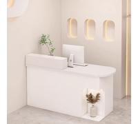 LVYWEX Morden Reception Desk, with Storage Drawers and Open Shelves,for Salons, Boutiques, and Cafes(White/right,86.6")