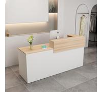 LVYWEX Morden Reception Desk, with Storage Drawers, & Open Shelves,Secretary Desk Front Desk for Salon(White,Left)