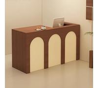 LVYWEX Reception Desk, retail counter with lockable drawers and Open Shelves,Usable for checkout, lobby, and beauty salons(Brown+beige left,130cm)