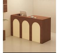 LVYWEX Reception Desk, retail counter with lockable drawers and Open Shelves,Usable for checkout, lobby, and beauty salons(Brown+beige right,150cm)
