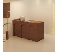 LVYWEX Reception Desk, retail counter with lockable drawers and Open Shelves,Usable for checkout, lobby, and beauty salons(Brown right,120cm)