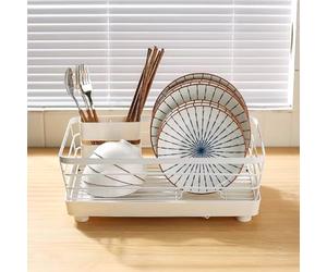 LVYWEX Scaffale Portapiatti Pieghevole, Cestello Asciugapiatti Grande Scolapiatti in Acciaio Inox con Supporto(38x29.2x14.4cm)