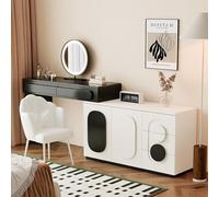 LVYWEX Tavolo Da Toeletta, con 2 Armadietti E 5 Cassetti, Sgabello, con Specchio E Luci A LED, Per Camera Da Letto E Soggiorno(120cm)