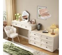 LVYWEX Tavolo da toeletta, con specchio e luci a LED, con 8 cassetti e sgabello, per camera da letto(Petal chair)