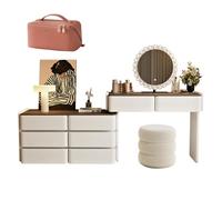 LVYWEX Tavolo da toeletta, con specchio e luci a LED, con 8 cassetti e sgabello, per camera da letto(With stool,80cm)