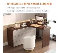 LVYWEX Tavolo da toeletta, luci a LED e presa di corrente con 6 cassetti e sgabello per camera da letto, stile moderno(Width 30cm)