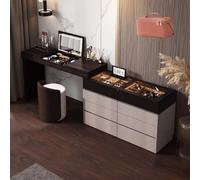 LVYWEX Tavolo Da Toeletta, Luci A LED E Presa Di Corrente Con 6 Cassetti Sgabello Per Camera Letto Soggiorno