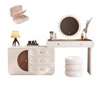 LVYWEX Tavolo Da Toeletta, Luci A LED E Presa Di Corrente Con Cassetti E Sgabello Per Camera Da Letto(80cm)