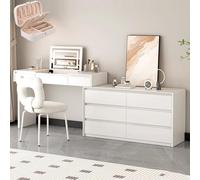 LVYWEX Tavolo da Toeletta, scrivania con specchio e luci a LED, con 8 cassetti e ripiani portaoggetti, per camera da letto(120cm)