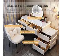 LVYWEX Tavolo da toeletta, scrivania da toeletta con 8 cassetti e sgabello, luci a LED e presa di corrente, per camera da letto(Three-drawer chest,80cm)