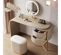 LVYWEX Tavolo Da Toeletta,Tavolo Da Trucco Con Specchio E Luci Sgabello & Scatola Porta-anelli,Nessun Assemblaggio Richiesto(Gold edge,CHAMPAGNE_120CM)