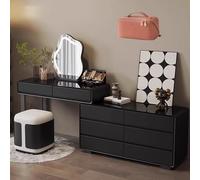 LVYWEX Tavolo da Trucco con 8 Cassetti,con specchio con Luci e Prese a Led Regolabili in Legno Moderno(100cm)