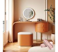 LVYWEX Tavolo Da Trucco Con Specchio E Luci,toletta Integrata Con Angoli Arrotondati, Confezione Da 2 Scatole Portaoggetti(GOLD_120CM)