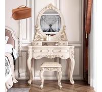 LVYWEX Toeletta, Con Luci E Prese A Led Regolabili 3 Colori Luminosità Regolabile,con 7 Cassetti,con Sgabello(80cm)