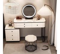 LVYWEX Toeletta, con Luci e Prese a Led Regolabili con Specchio per la Camera da Letto