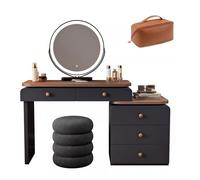 LVYWEX Toeletta Trucco, con Luci e Prese a Led Regolabili con specchio bambina 5 Cassetti per la Camera da Letto(100cm)