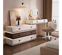 LVYWEX Toletta da trucco, con Luci e Prese a Led Regolabili con specchio grande 8 Cassetto Grand per la Camera da Letto(With chair,100cm)