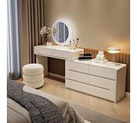 LVYWEX Toletta Da Trucco, con Luci E Prese A Led Regolabili Specchio Grande 8 Cassetto Grand Per La Camera Letto(100cm)