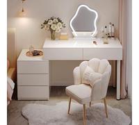 LVYWEX Toletta Da Trucco, con Luci E Prese A Led Regolabili Specchio Grande Cassetto Grand Per La Camera Letto(Three-Drawer Cabinet)