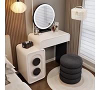 LVYWEX Toletta Da Trucco, con Specchio Con Luci E Prese A Led Regolabili Salvaspazio Per La Camera Da Letto