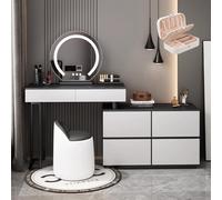 LVYWEX Toletta da trucco, con specchio con Luci LED, con Luminosità Regolabile per la Camera da Letto(Light gray)