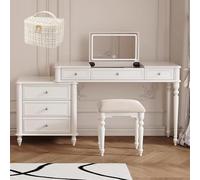 LVYWEX Toletta da trucco, con Specchio Salvaspazio in Legno 6 Cassetti, Per la camera da letto di una signora