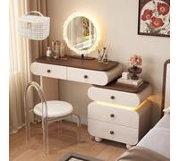 LVYWEX Toletta Da Trucco, con Specchio Toeletta Trucco con Luci E Prese a Led Regolabili(B chair,120cm)