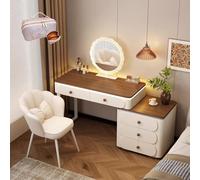 LVYWEX Toletta Da Trucco, Con Specchio Toeletta Trucco Con Luci E Prese A Led Regolabili(White desktop,120cm)