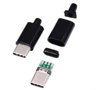 LVYXON 2 connettori USB C maschio con scheda PCB per saldatura, alloggiamento di tipo C, nero o bianco, kit di ricambio per riparazione cavi fai da te (nero)