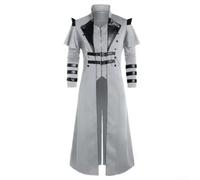 LVYXON Giacca da pirata medievale da uomo, colore: nero e grigio | Stile steampunk, design lungo diviso, estetica gotica, colori nero e grigio, moda uomo