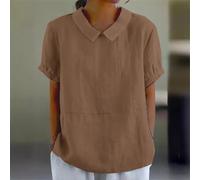 LVYXON Poliestere Manica Corta Button Down Camicetta Femmina | Morbido tessuto in poliestere, design traspirante, materiale ad asciugatura rapida, tocco delicato sulla pelle