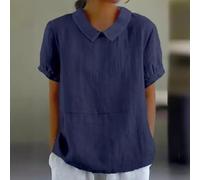LVYXON Poliestere Manica Corta Button Down Camicetta Femmina | Morbido tessuto in poliestere, design traspirante, materiale ad asciugatura rapida, tocco delicato sulla pelle
