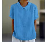 LVYXON Poliestere Manica Corta Button Down Camicetta Femmina | Morbido tessuto in poliestere, design traspirante, materiale ad asciugatura rapida, tocco delicato sulla pelle